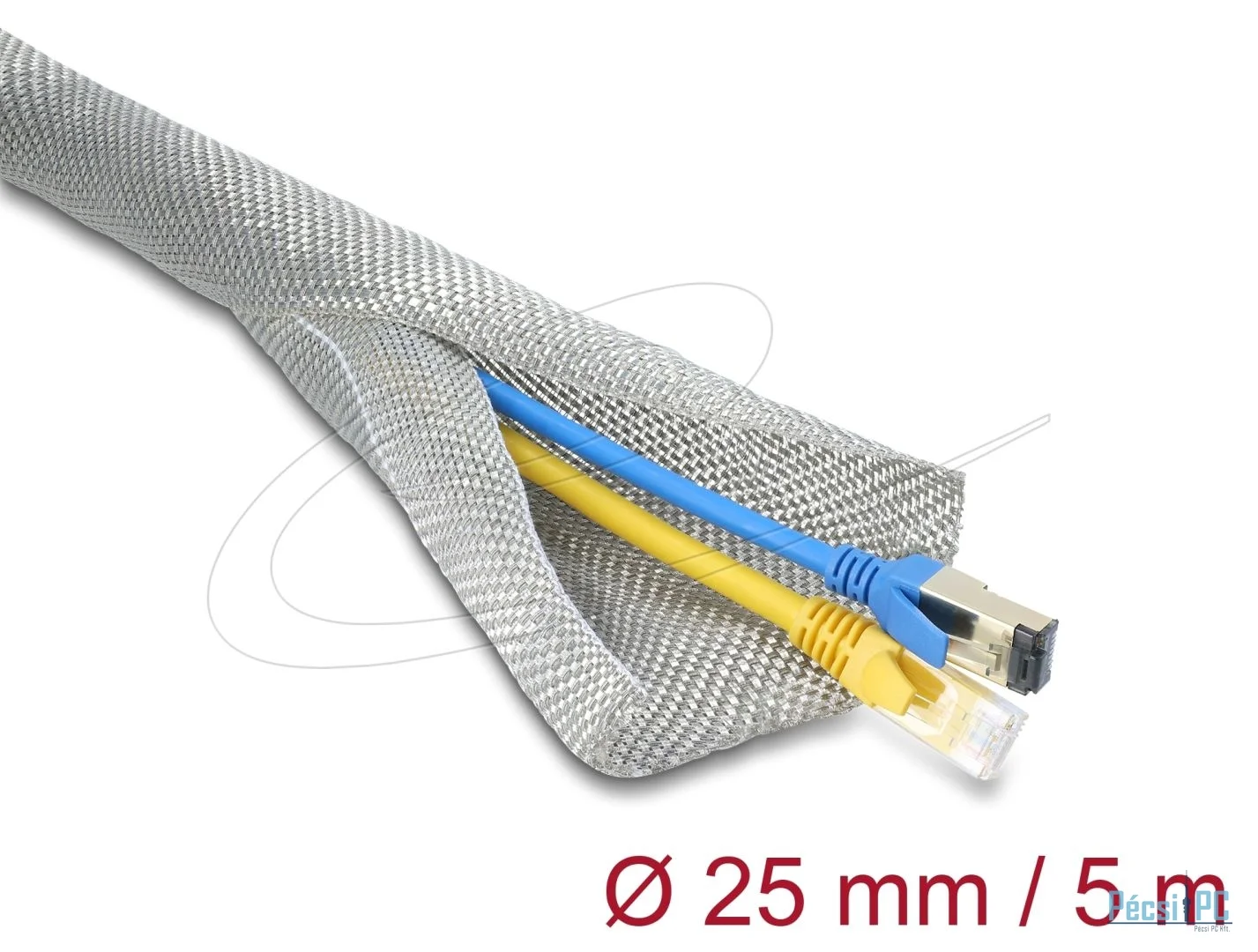 DeLock Braided Sleeve for EMC shielding self-closing 5mx25mm White