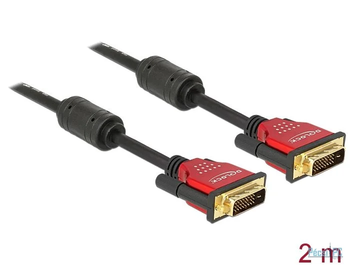 DeLock DVI 24+1 male > DVI 24+1 male 2m Red metal