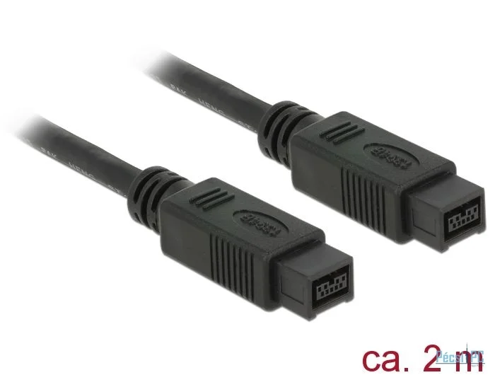 DeLock FireWire 9 pin male > 9 pin male 2m Cable Black