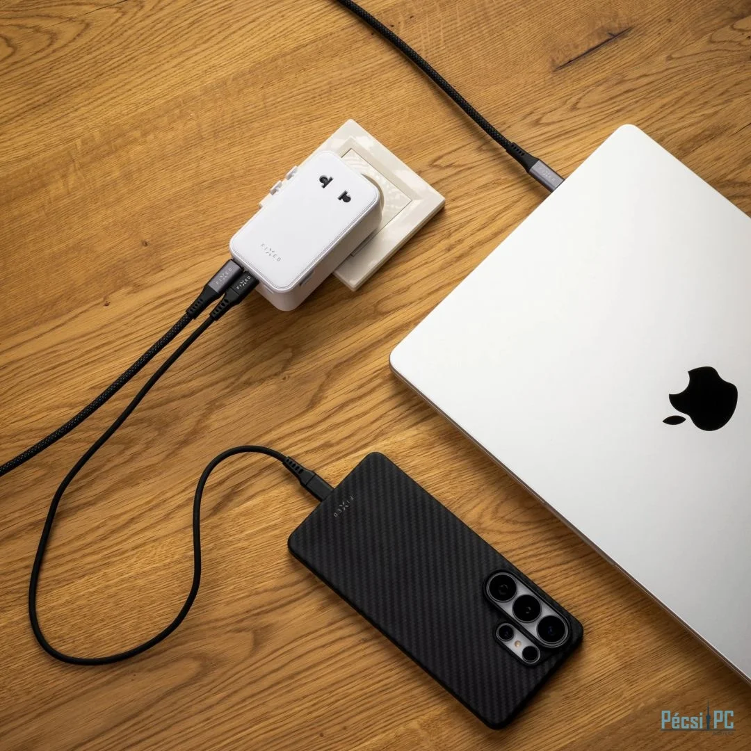 FIXED Ultravékony utazóadapter 45W EU, UK, USA/AUS 3xUSB-C PD 45W, fehér