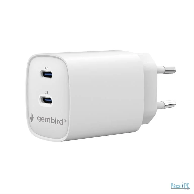 Gembird 2-port 45W USB fast charger White