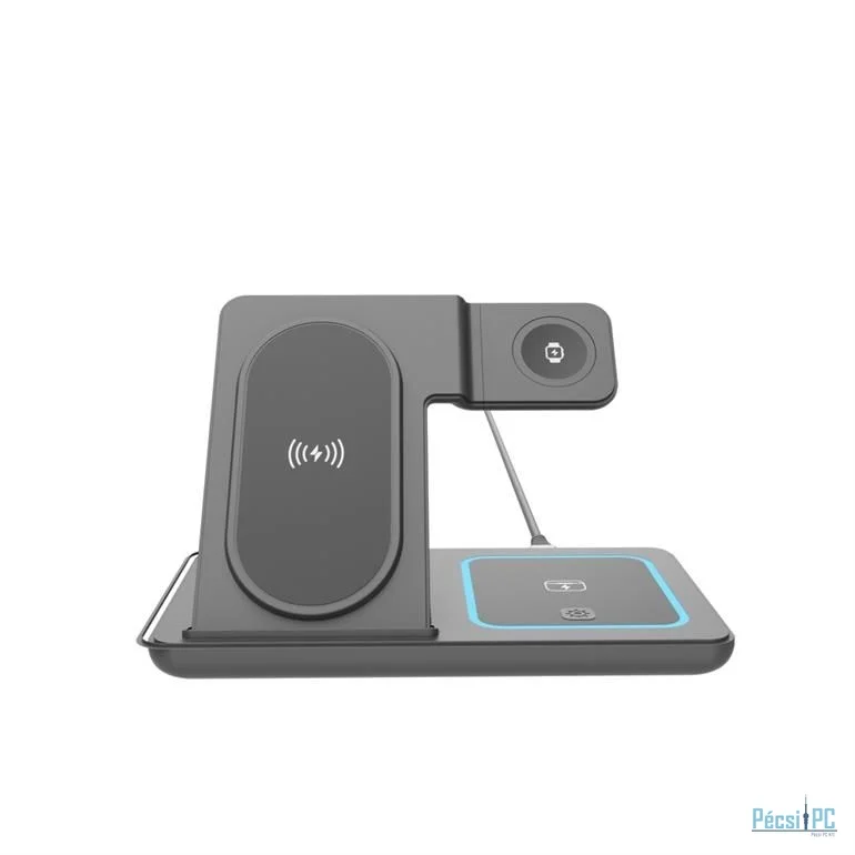 Gembird 3-in-1 foldable wireless charger stand 15W for Samsung watch Black