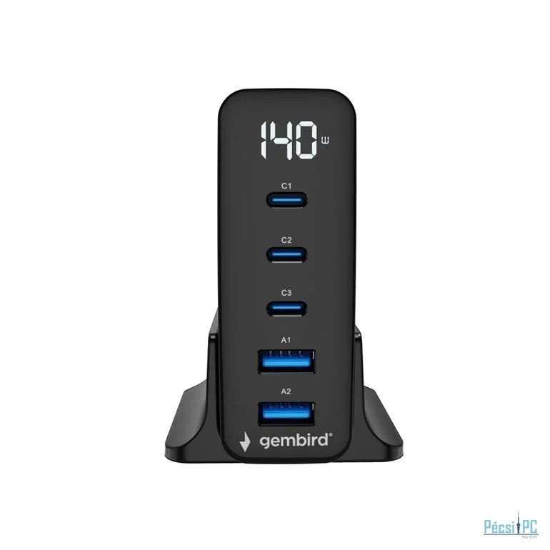Gembird 5-port 140W GaN USB fast charger Black