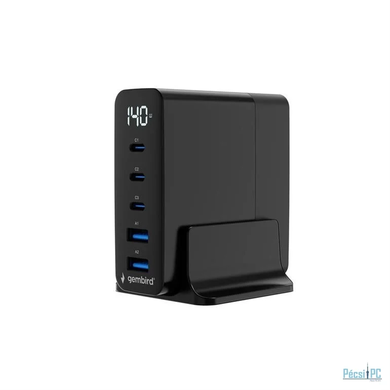 Gembird 5-port 140W GaN USB fast charger Black
