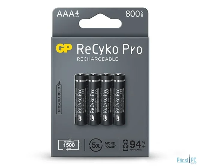 GP ReCyko Pro 800mAh AAA Ni-MH akkumulátor 4db/csomag