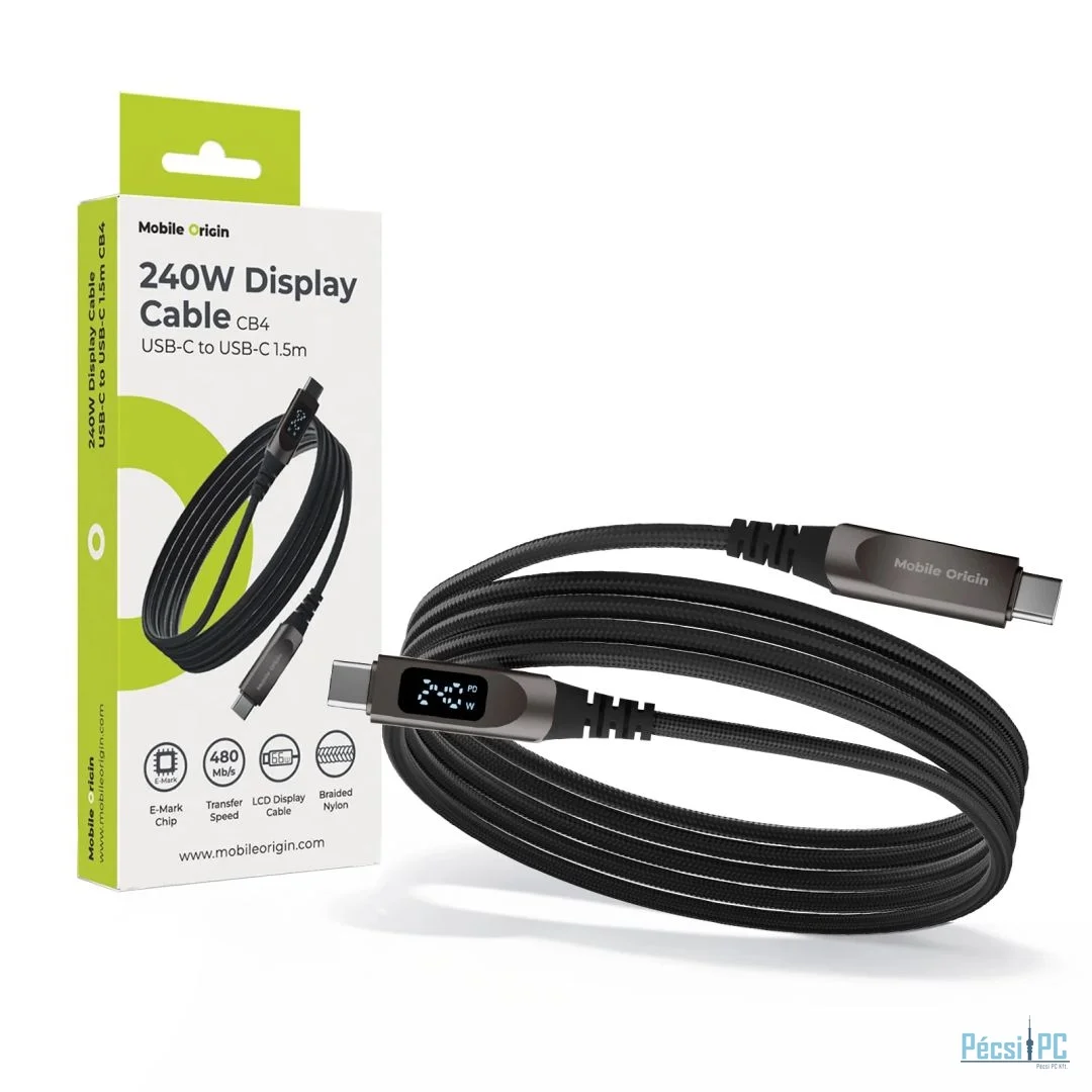 Mobile Origin 240W Display Cable USB-C to USB-C 1,5m Black