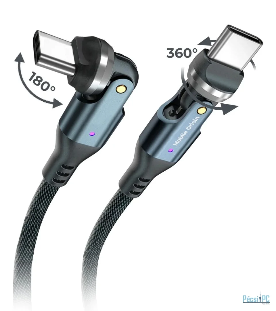 Mobile Origin 240W Rotating Cable 540° USB-C to USB-C 1m Black