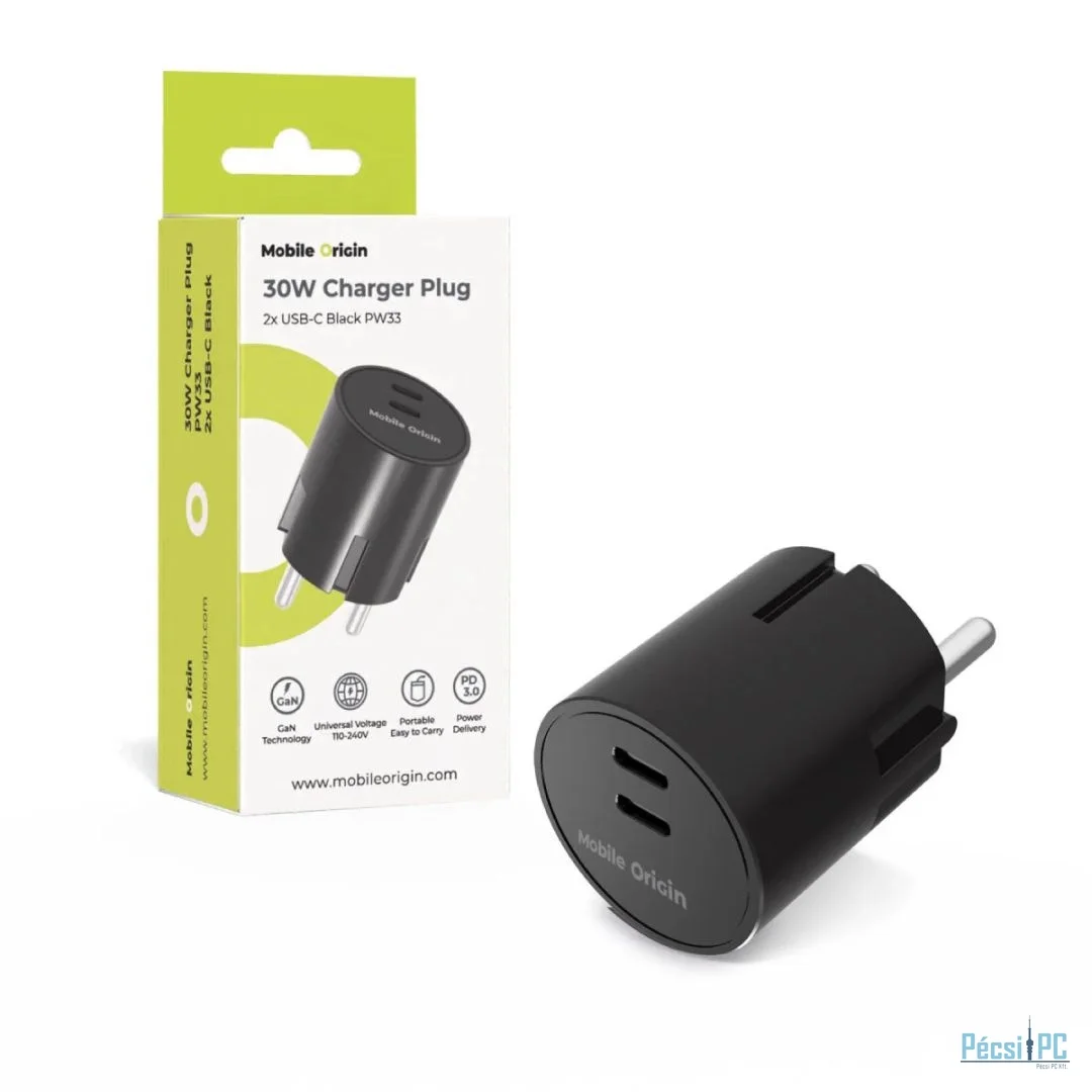 Mobile Origin 30W Charger Plug PW33 2x USB-C Black