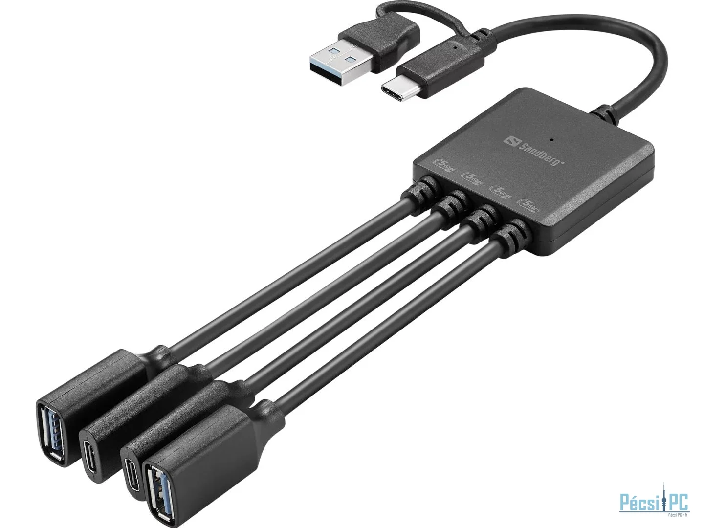 Sandberg USB-C/A to 2A+2C Splitter Black