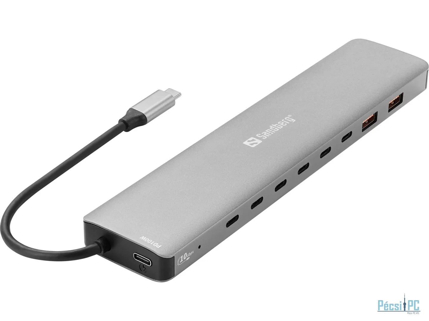 Sandberg USB-C to 8xUSB-C+2xUSB-A 100W Grey