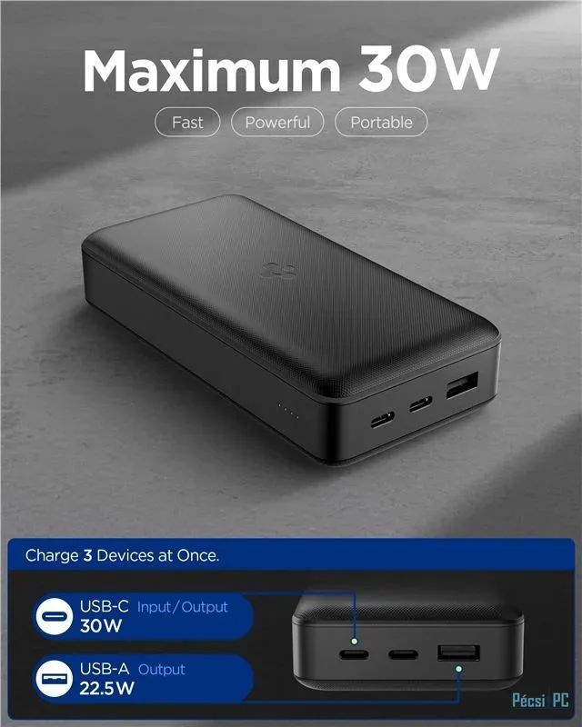 Spigen EA3030 Essential 30000mAh Power Bank Black