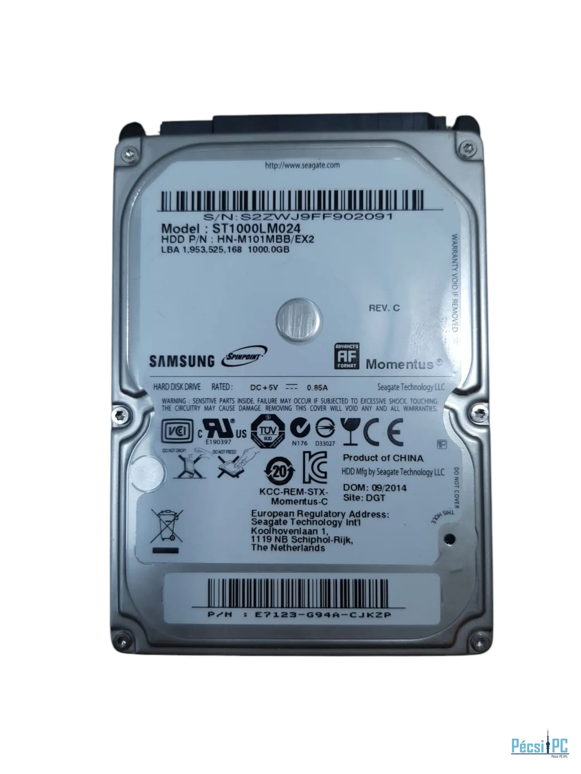 Használt Samsung 1TB 5400rpm SATA-300 2,5" 8MB 9,5mm ST1000LM024