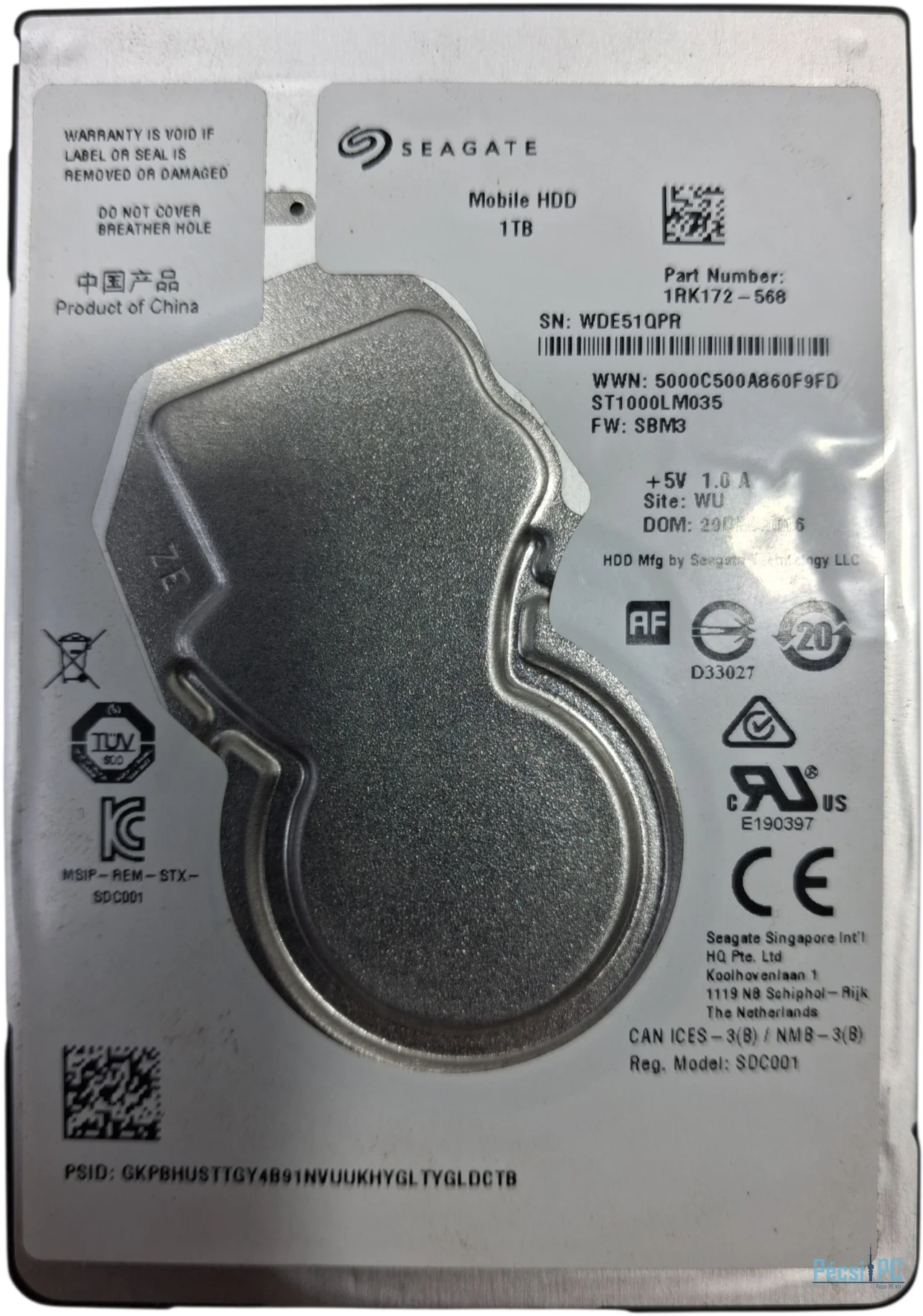 Használt Seagate 1TB 5400rpm SATA-600 2,5" 128MB 9,5mm ST1000LM035