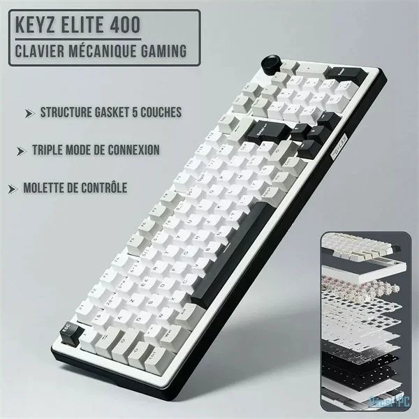 The G-Lab Keyz Elite 400 WG Keyboard White/Grey US