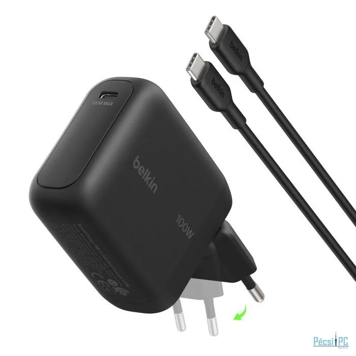 Belkin BoostCharge USB-C GaN-Wall Charger (100 W) + USB-C cable Black
