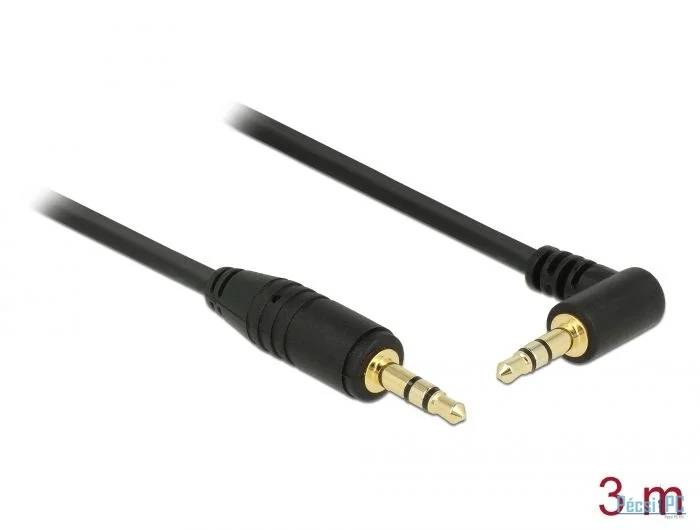 DeLock Stereo Jack Cable 3.5 mm 3 pin male > male angled 3m black