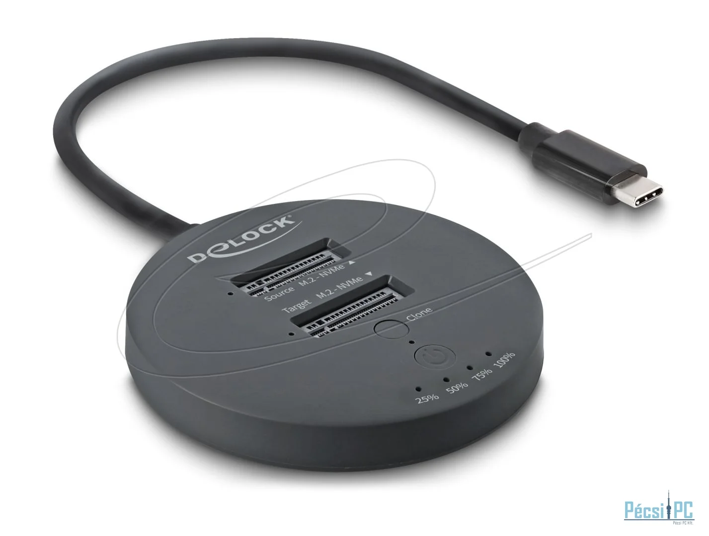 DeLock USB 20 Gbps M.2 Docking Station for 2xM.2 NVMe PCIe SSD with Clone function Black