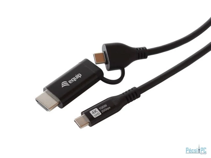 EQuip 2 in 1 USB-C to C + HDMI Cable 4K/60Hz 2m Black