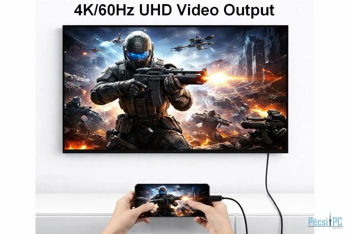 EQuip 2 in 1 USB-C to C + HDMI Cable 4K/60Hz 2m Black