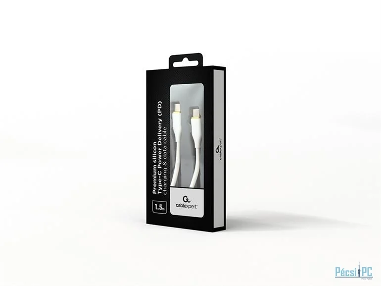 Gembird Premium silicon Type-C Power Delivery (PD) charging & data cable 1,5m White