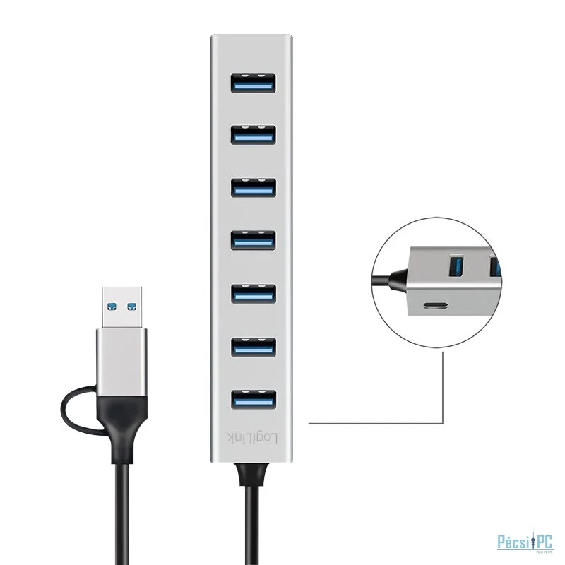 Logilink 7-portos USB3.2 HUB Aluminium