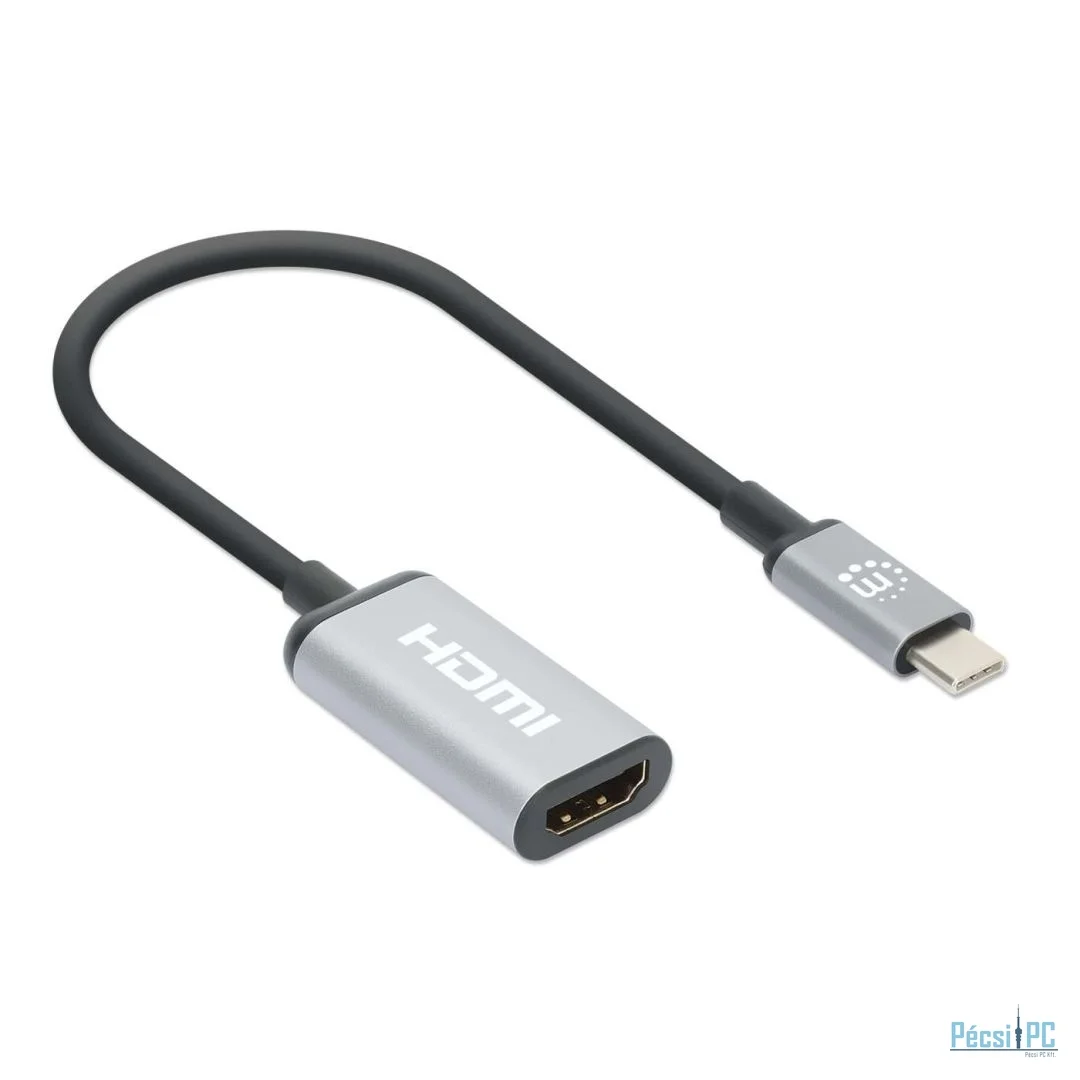 Manhattan 4K@60Hz USB-C to HDMI Adapter Aluminum Silver