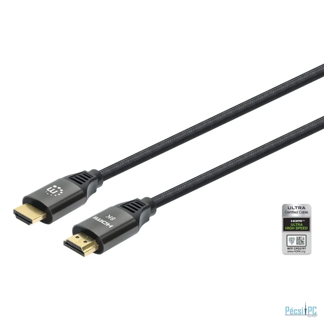 Manhattan 8K@60Hz Certified Ultra High Speed HDMI with Ethernet cable 1m Black