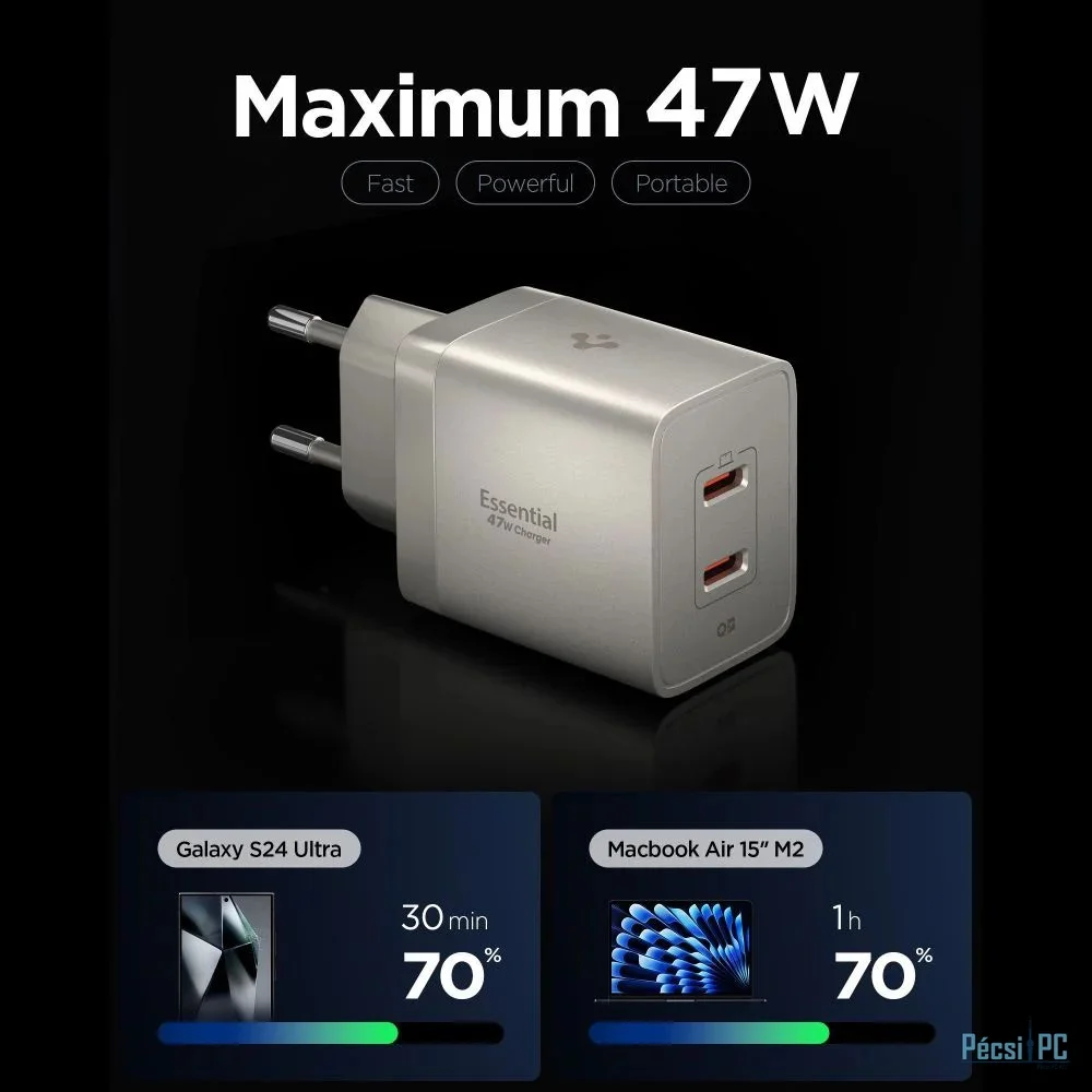 Spigen Essential 47W Wall Charger Natural Titanium