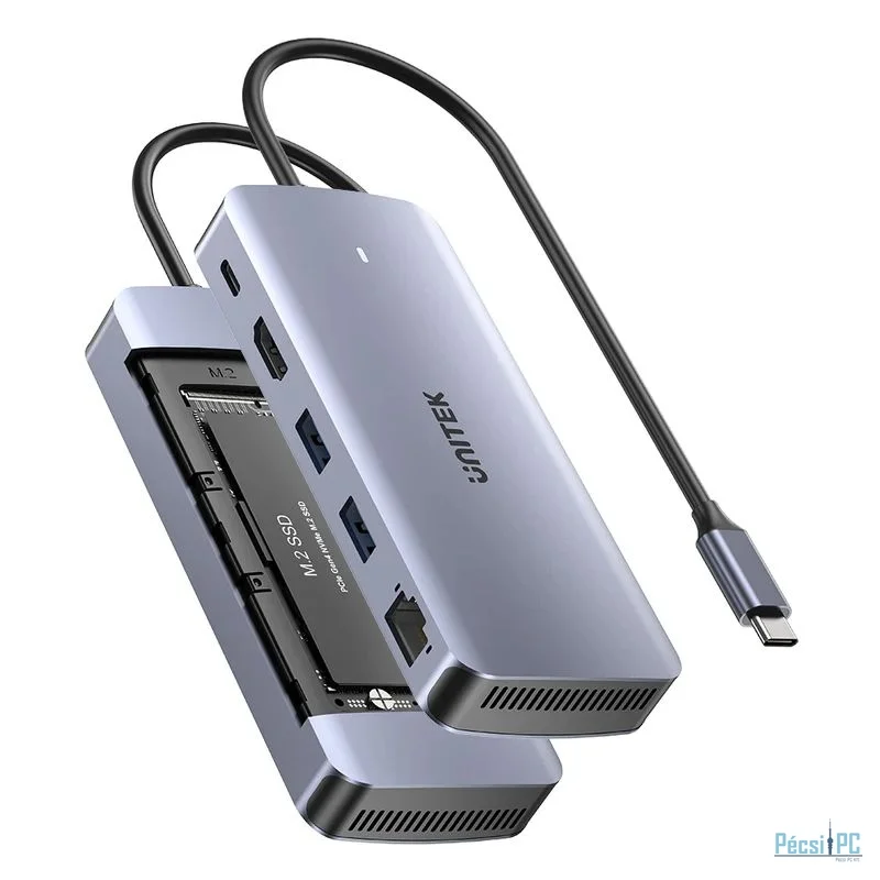 Unitek 6-in-1 USB-C Hub with M.2 SSD Enclosure Space Grey