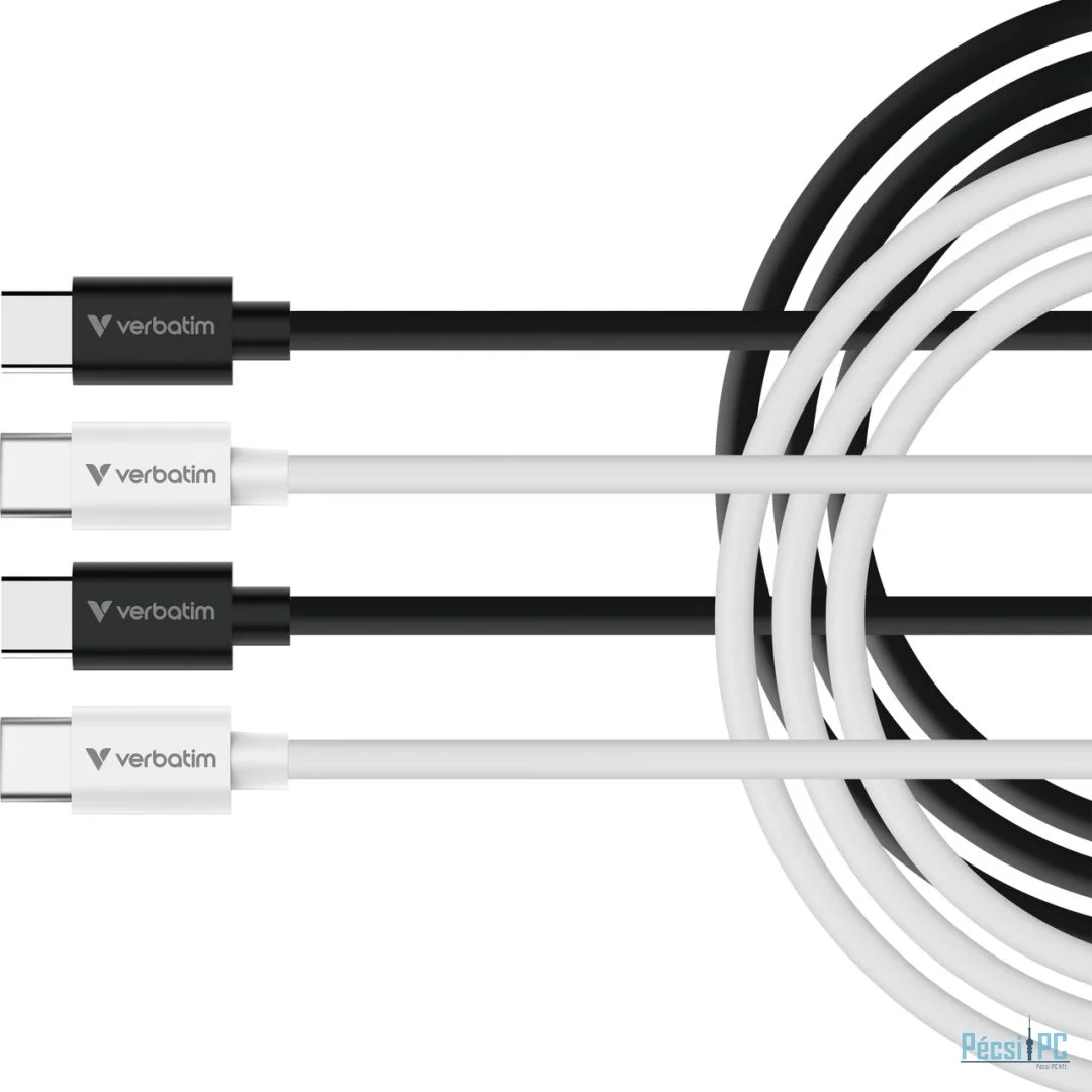 Verbatim Essentials Sync & Charge USB-C to USB-C 60W Cables 1m 2/pack Black/White