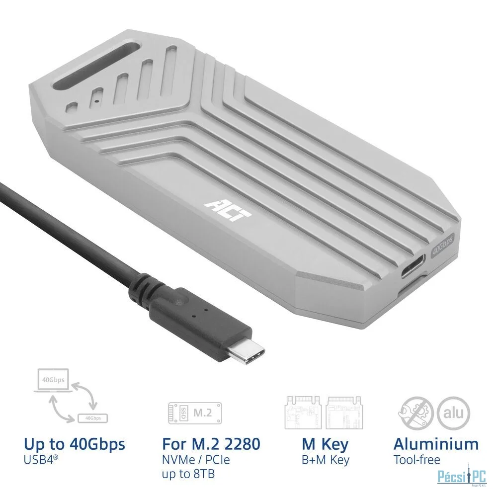 ACT AC1625 USB 40 Gbps M.2 2280 NVMe / PCIe SSD tok Grey