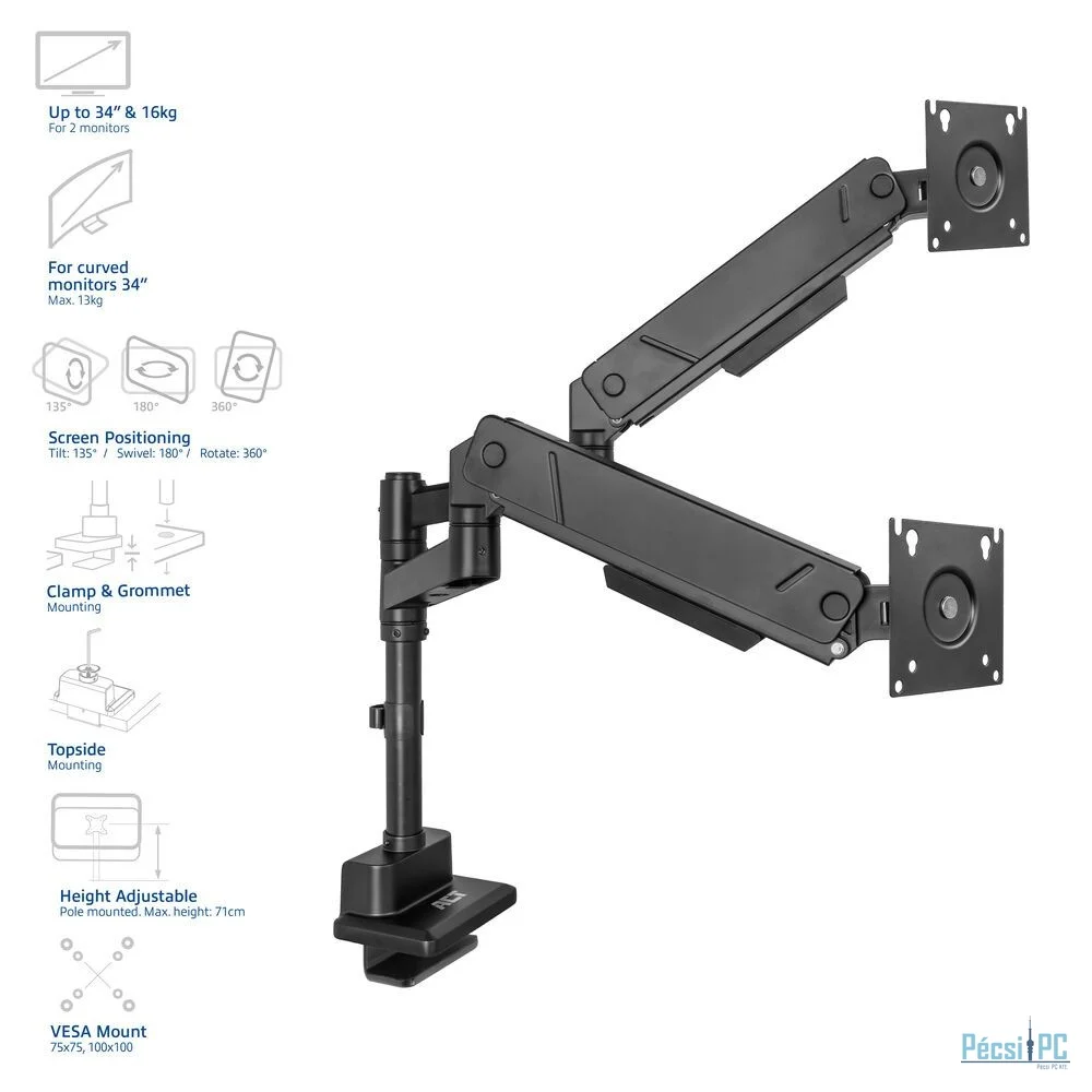 ACT AC8329 Dual Monitor arm 34
