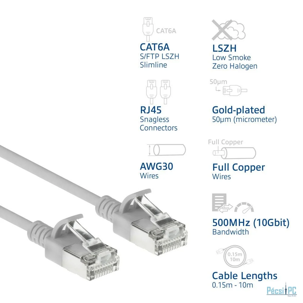 ACT CAT6A S-FTP Patch Cable 4m Grey