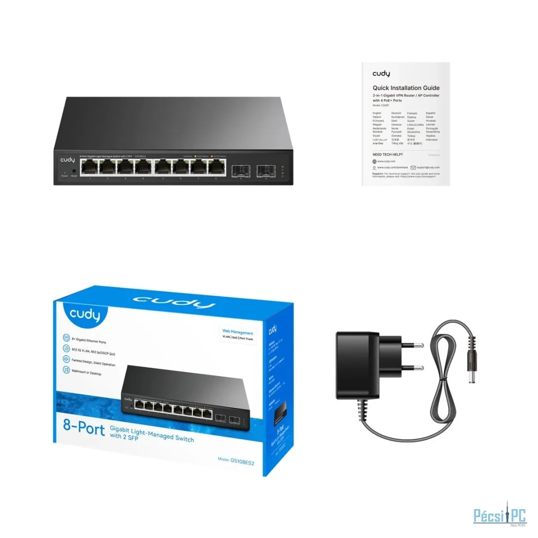 Cudy GS108ES2 8-Port Gigabit Easy-Managed Switch with 2 SFP