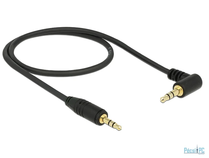 DeLock Stereo Jack Cable 3.5mm 3 pin male > male angled 0,5m Black