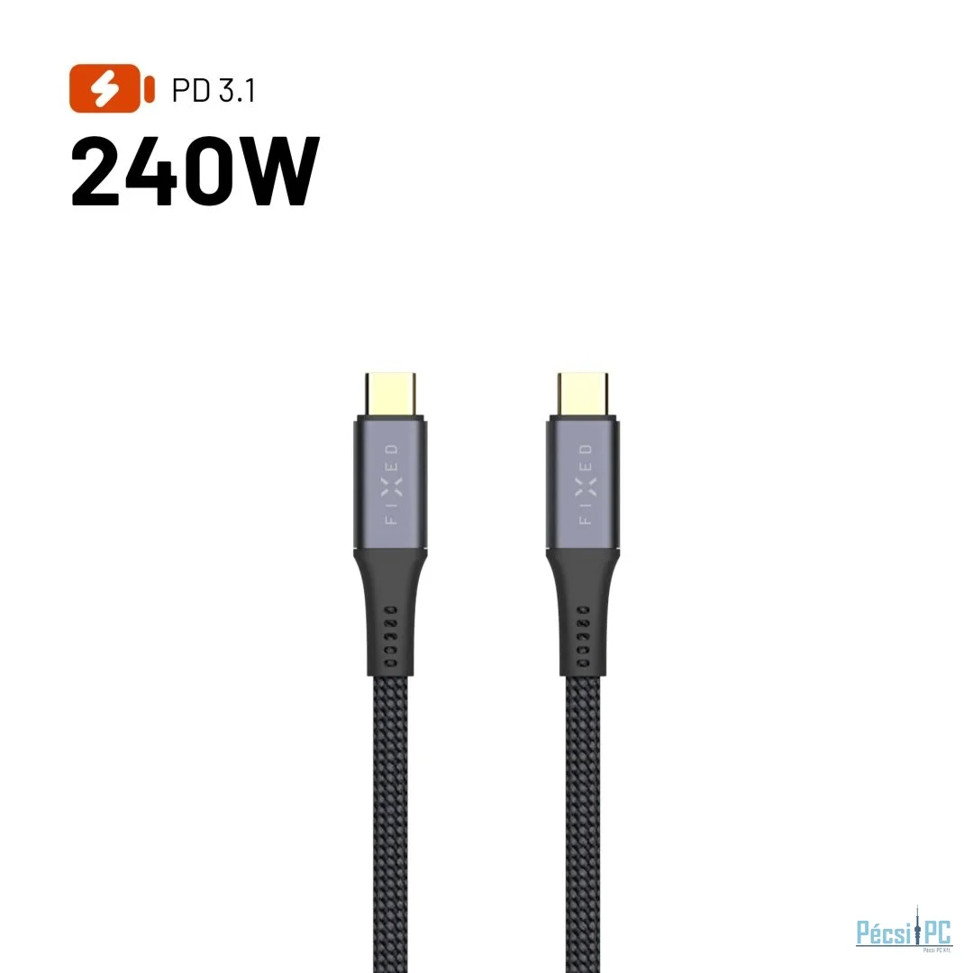 FIXED USB-C/USB-C PD 3.1 USB4 Gen3 40Gbps 8K60Hz 240W kábel, 0,35m fekete
