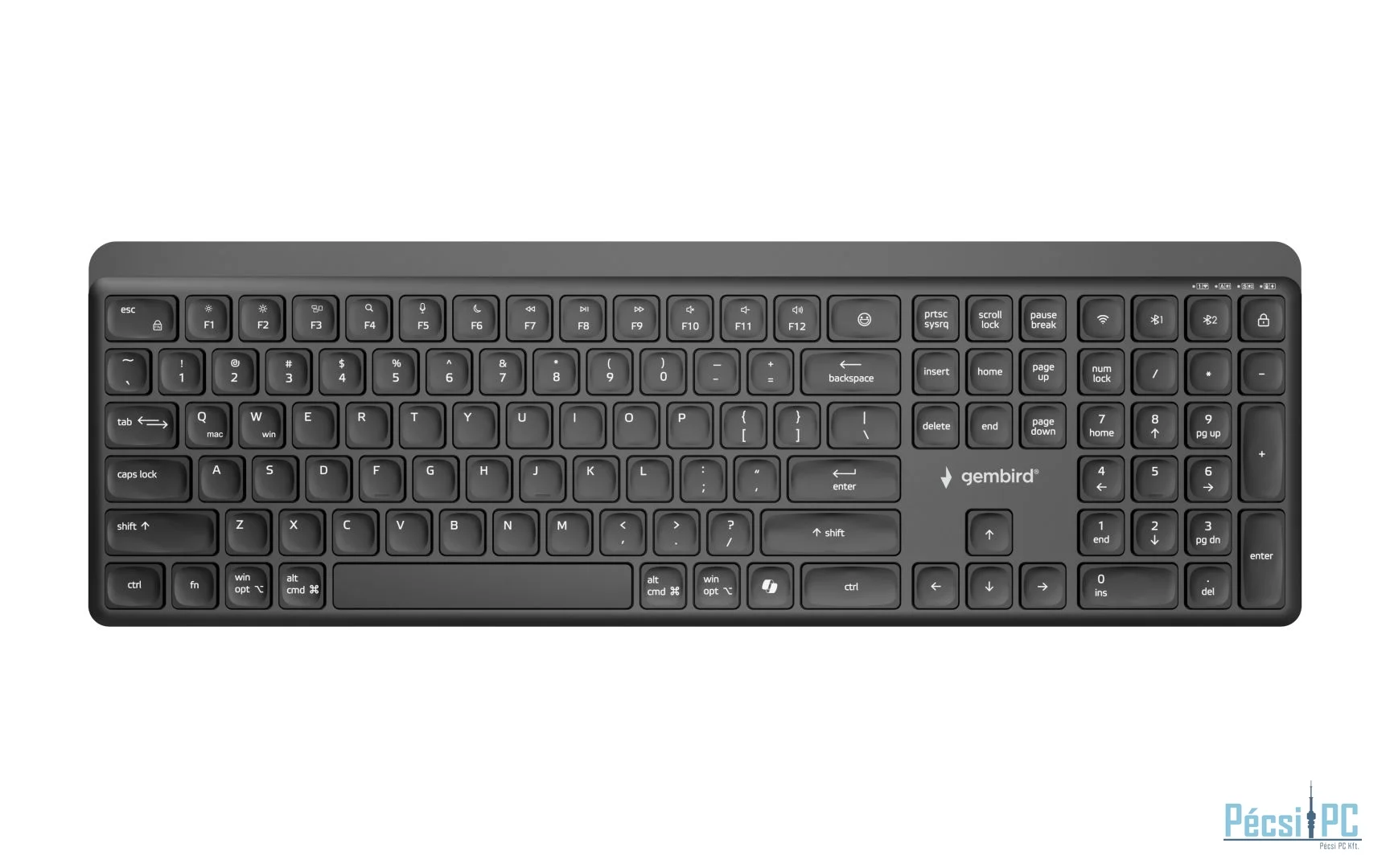 Gembird KB-WPS-03 Dual-Mode Pro Business Slim Wireless Bluetooth Keyboard Black US