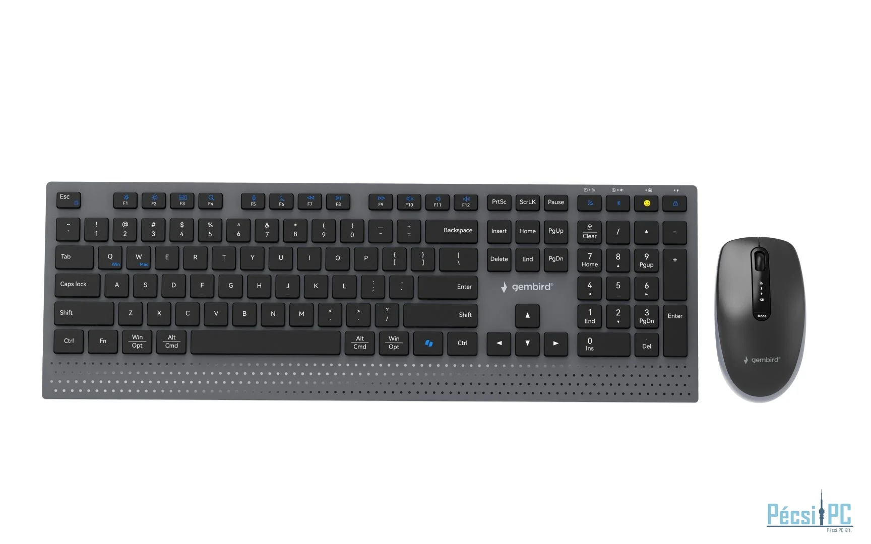 Gembird KBS-WPS-02 Dual-Mode Slim Wireless Bluetooth Keyobard Combo Black US