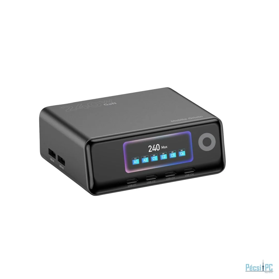 Mobile Origin GaN Charging Hub with Display 4× USB-C + 2× USB-A PW39 240W Black