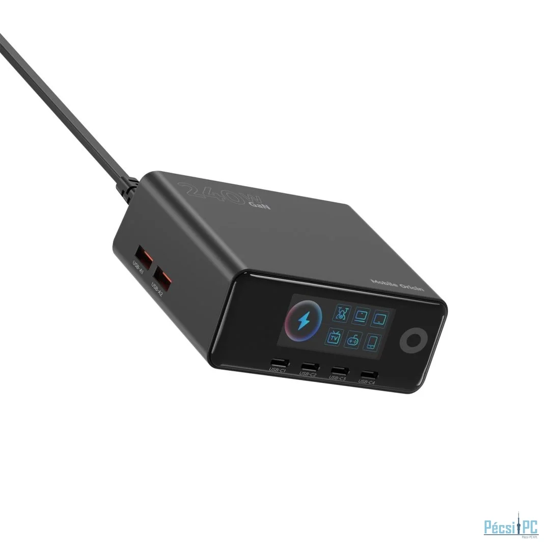 Mobile Origin GaN Charging Hub with Display 4× USB-C + 2× USB-A PW39 240W Black