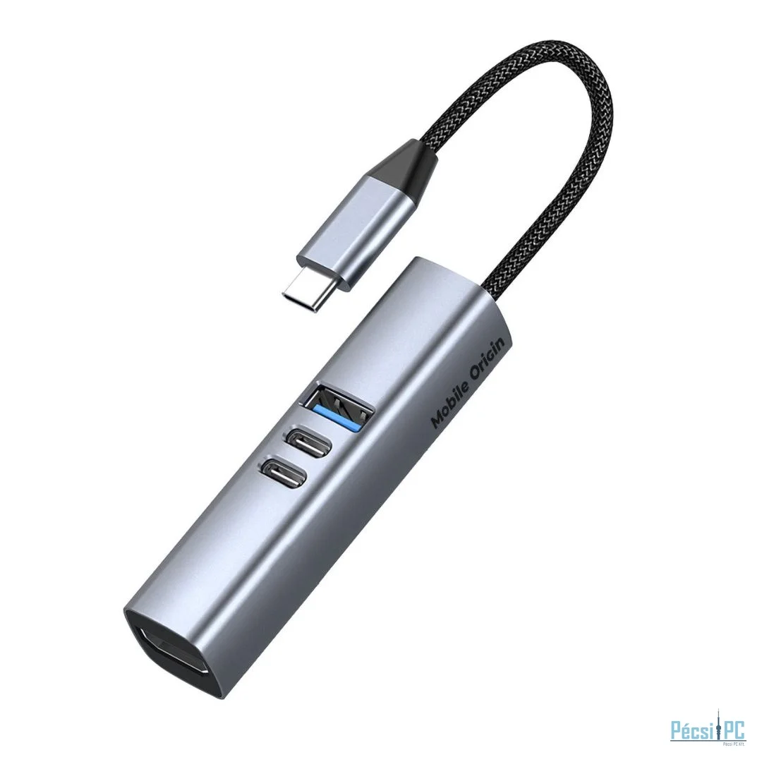 Mobile Origin USB-C Hub 7-in-1 HB2, HDMI, 3× USB-C, USB-A, TF/SD Slot, 5 Gb/s, Space Gray