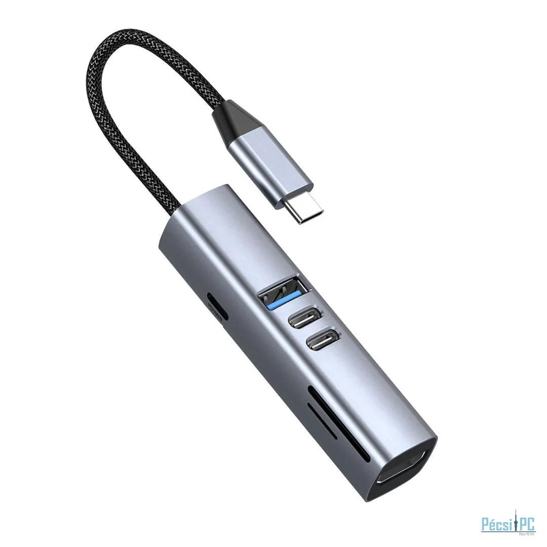 Mobile Origin USB-C Hub 7-in-1 HB2, HDMI, 3× USB-C, USB-A, TF/SD Slot, 5 Gb/s, Space Gray