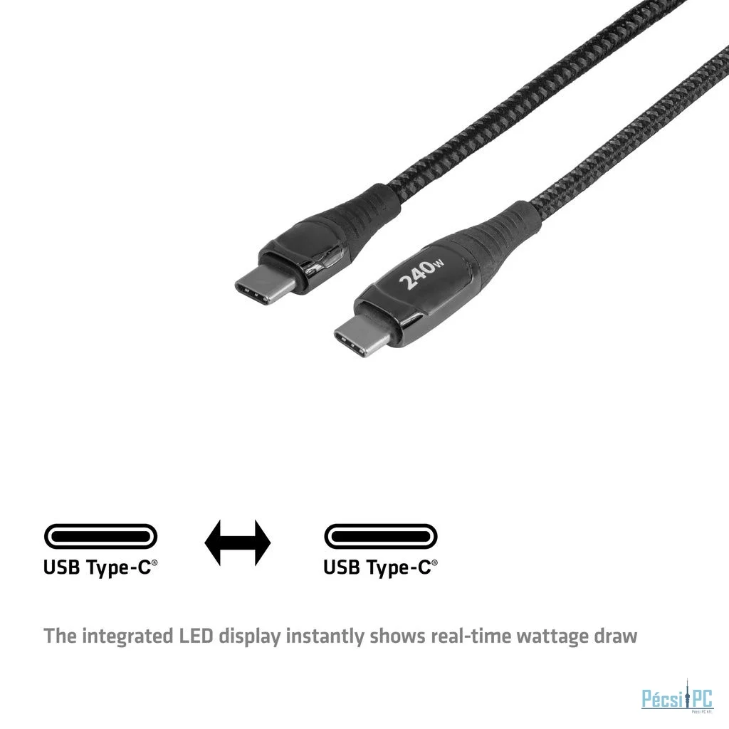 Club3D CAC-2508 USB-C Safe Cable with Power Meter 240W No Data 2m Black