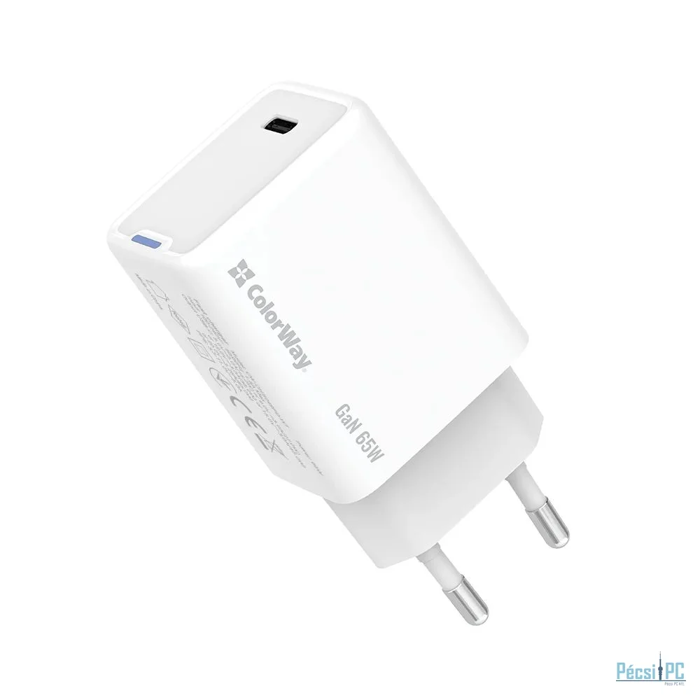ColorWay AC Charger ColorWay GaN Mini 65W PD Port PPS USB-C White
