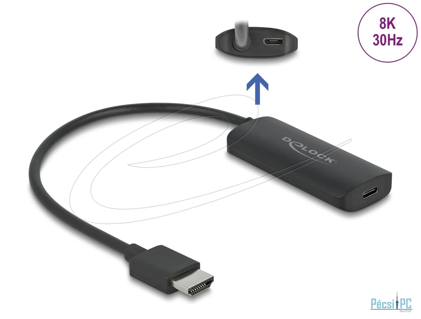 DeLock Adapter HDMI-A male to USB Type-C female (DP Alt Mode) 8K Black