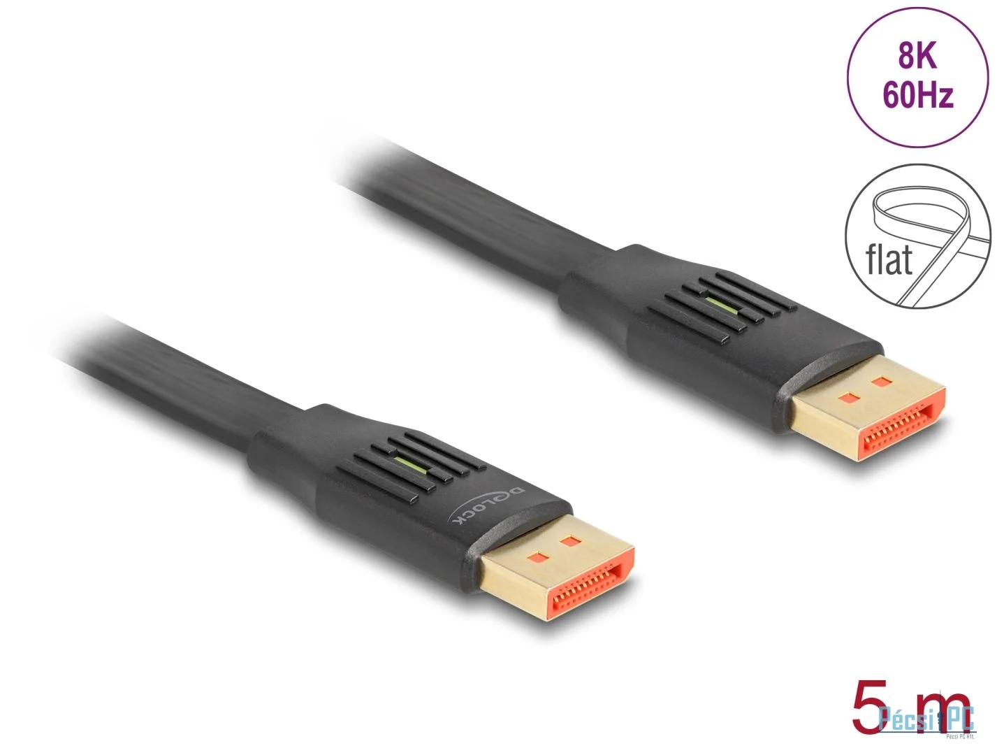 DeLock DisplayPort Flat Ribbon Cable 8K 60Hz 5m Black