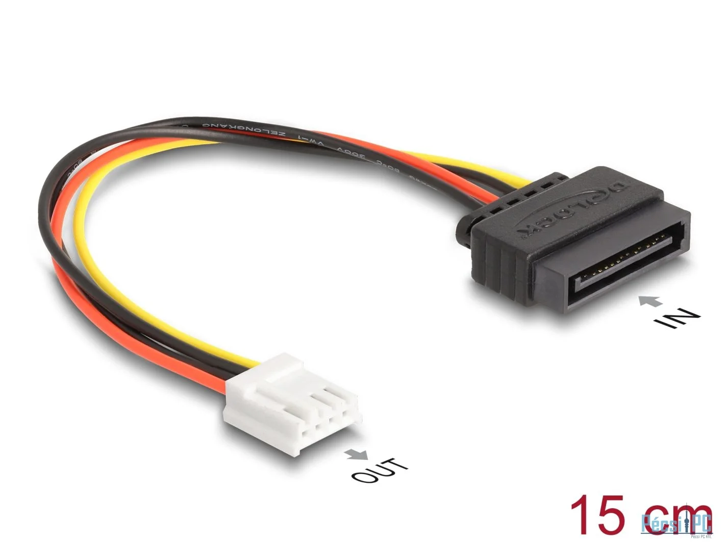 DeLock SATA Power Cable 15 pin plug to 1 x Floppy 4 pin female 15 cm