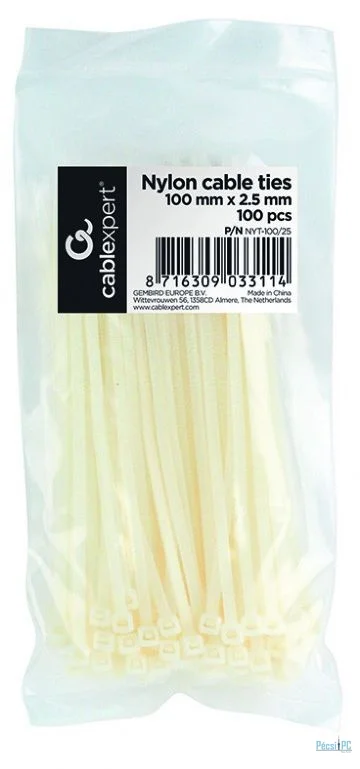 Gembird NYT-100/25 Nylon cable ties 100mm 2.5mm width bag of 100pcs