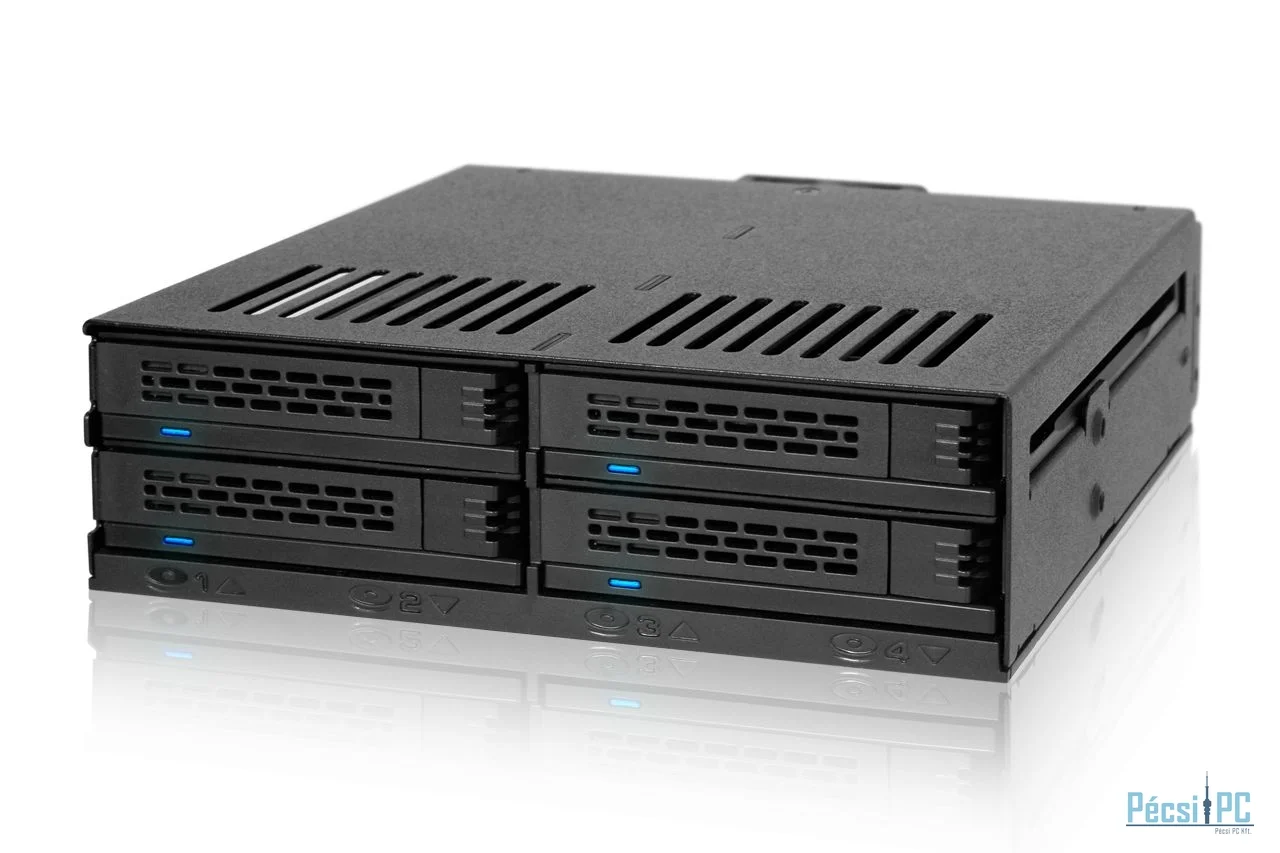 IcyDock ExpressCage MB324SP-1B 4 Bay 2.5” SATA/SAS HDD SSD Hot-Swap Mobile Rack Enclosure with Tool-Less SSD Mounting Tray for 5.25” Drive Bay (4 x SATA 7pin)