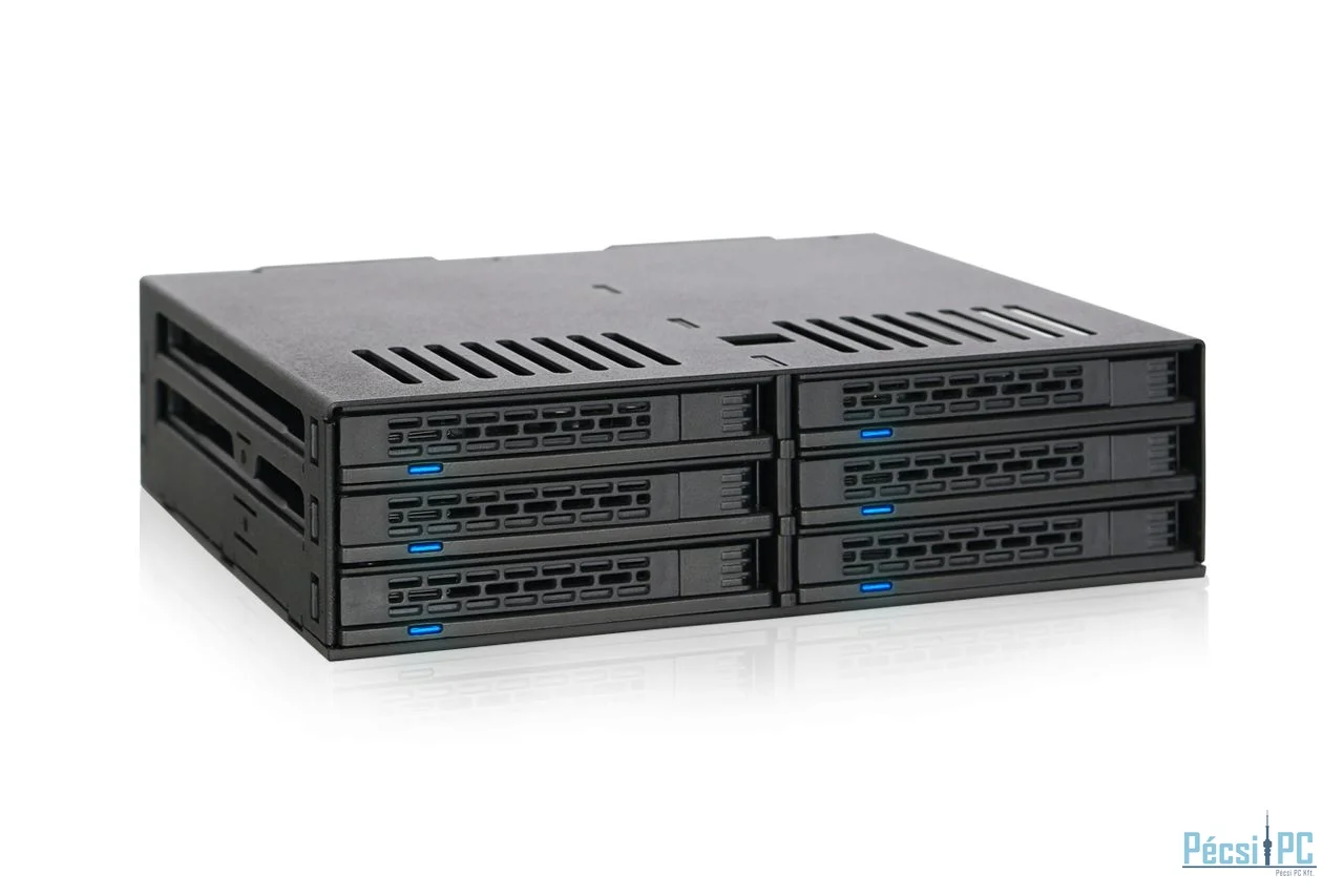 IcyDock ExpressCage MB326SP-1B 6-Bay 2.5” SATA/SAS SSD/HDD Hot-Swap Mobile Rack Enclosure with Tool-Less SSD Mounting System for 5.25” Drive Bay (6 x SATA 7pin)
